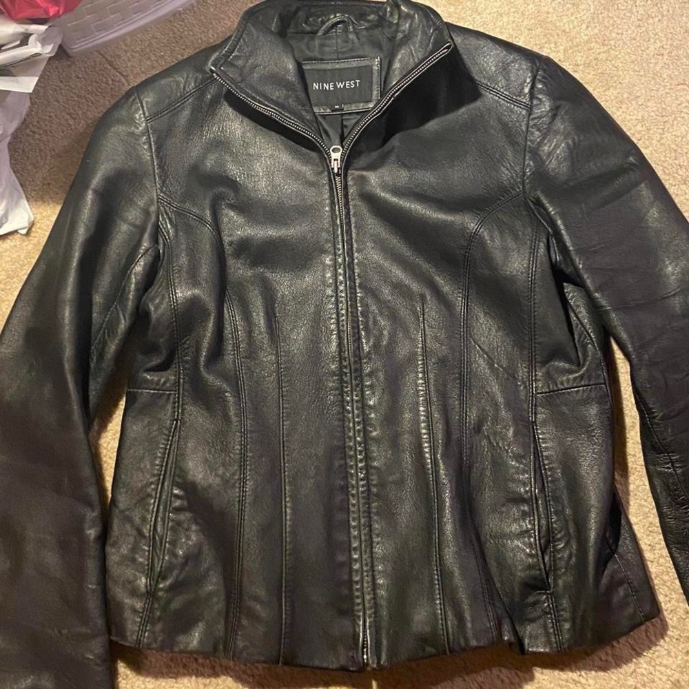 nine west leather jacket